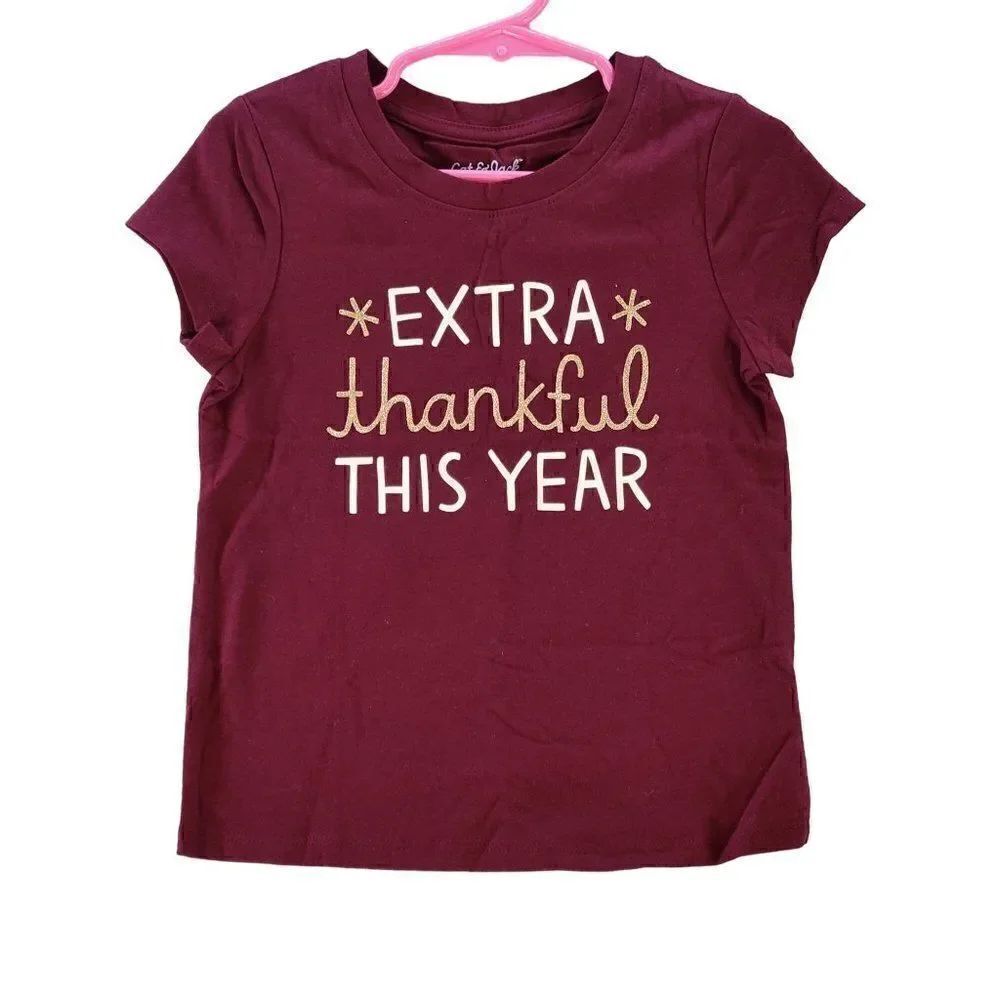 Cat & Jack Toddler "Extra Thankful" Short Sleeve Graphic T-Shirt Sz 18M
